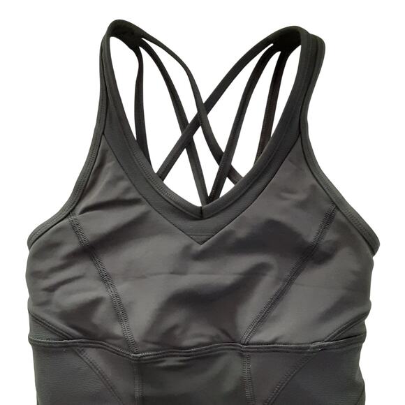 Lululemon Black CrissCross Strap Racer Back Tank Top Built In Shelf Bra Womens 2 - Picture 3 of 9